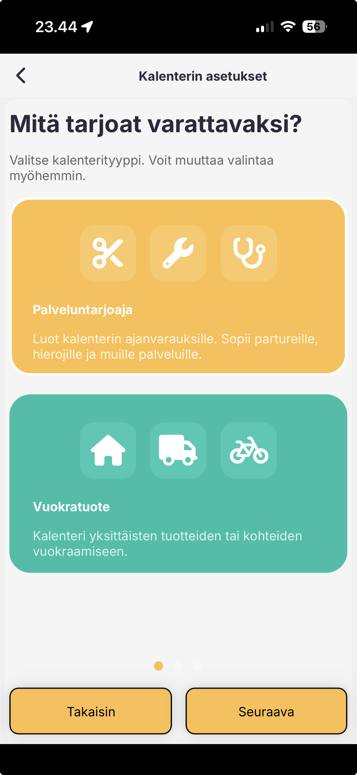 Righthere-sovellus: julkinen varaussivu puhelimessa